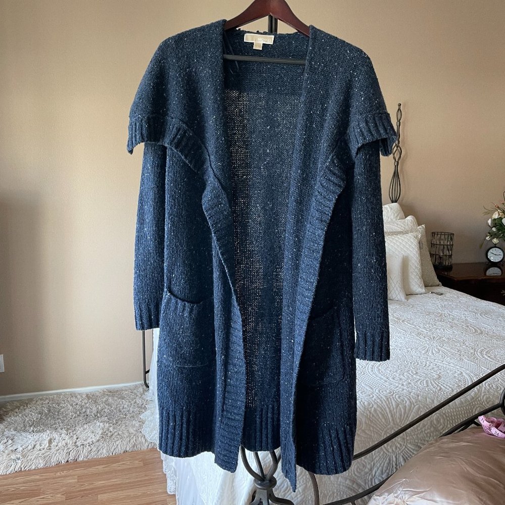 MICHAEL KORS DUSTER SWEATER BLUE MARL SIZE SMALL